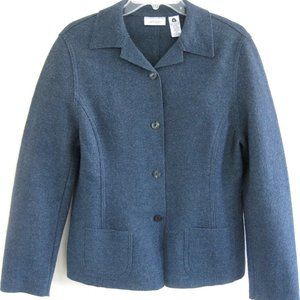 NWT Lord & Taylor knit jacket 10 Heather blue Wool blend Fitted Unlined Country